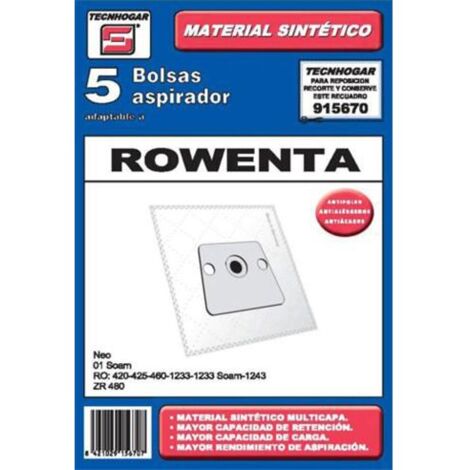 Pack de 5 bolsas para aspirador ROWENTA 915670