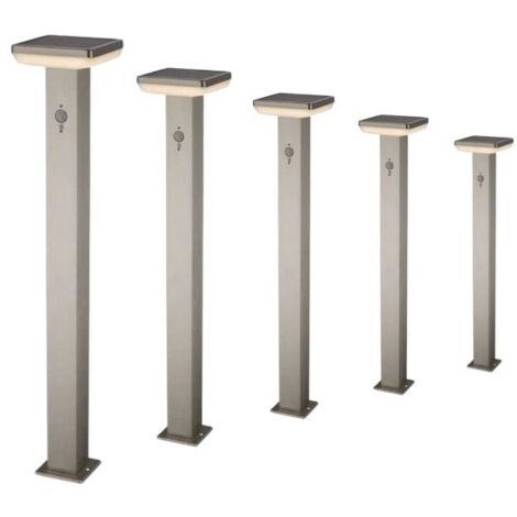 Pack de  5 - Borne Solaire LED 4.4W 80cm IP44 Carré avec Détecteur Aluminium - SILUMEN