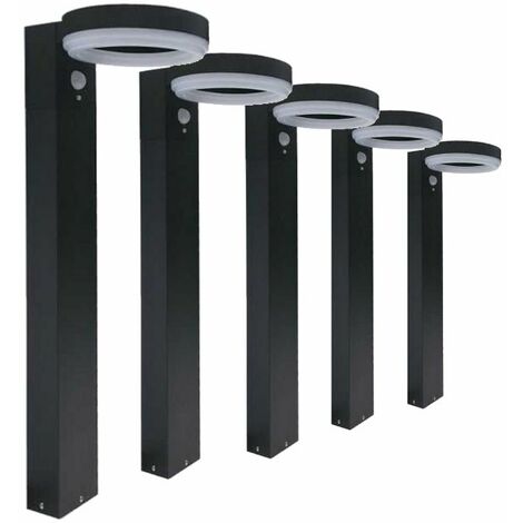 Pack de  5 - Borne Solaire LED 6W 50cm IP44 Noir avec Détecteur PIR - SILUMEN