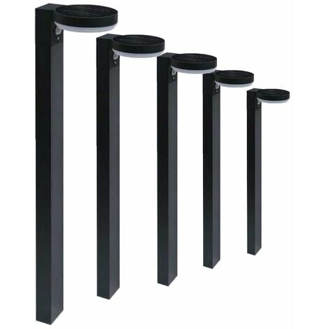 Pack de 5 - Borne Solaire LED 6W 90cm IP44 Noir avec Détecteur PIR - SILUMEN
