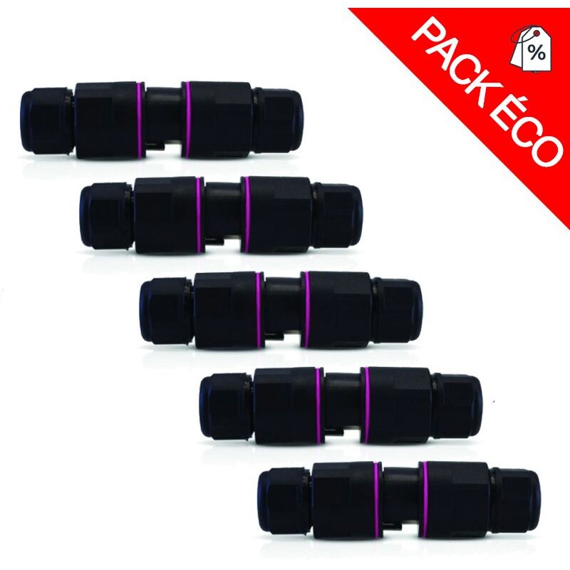 Pack de 5 connecteurs étanches automatiques IP68 250V 16A Miidex Lighting