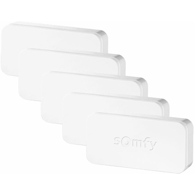 SOMFY 2401488 - Pack de 5 IntelliTAG - Détecteurs auto-protégés de vibration pour intérieur ou extérieur - Détection avant l'ouverture - Compatibles