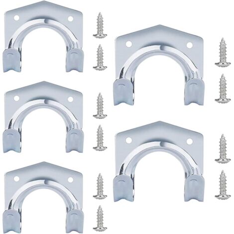 Pack de 5 Ganchos de Pared de Metal - Ganchos Dobles con Tornillos, Soportes de Almacenamiento Multifuncionales para Jardín, Cocina, Garaje y Herramientas