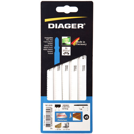 Pack de 5 lames scie sauteuse pour bois clouté - L012S