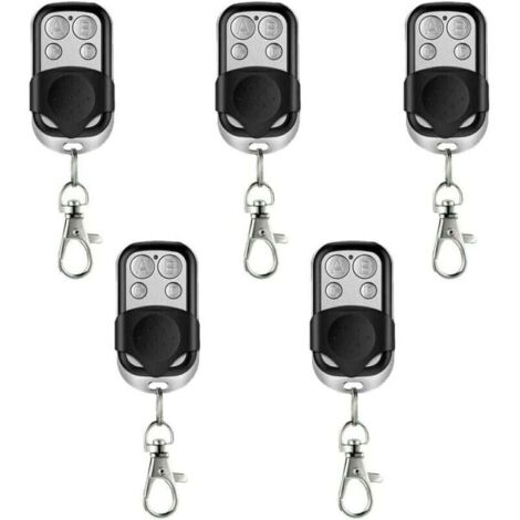 Pack de 5 mandos a distancia universales autoaprendizaje para puertas automáticas y puertas de garaje, frecuencia 433, 92 MHz, con código fijo y pila incluida - KZQ