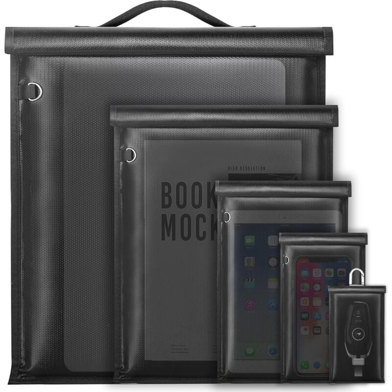 Pack de 5 pièces Faraday, grande cage de Faraday avec poignée, anti - tracking Faraday pack pour ordinateur portable, tablette, téléphone portable et