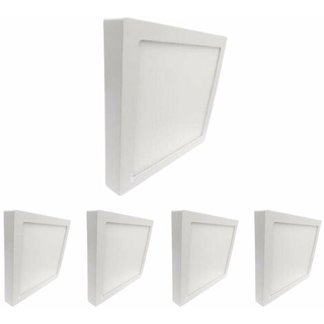 Pack de 5 - Plafonnier LED 24W 220V Carré - Blanc Chaud - SILUMEN