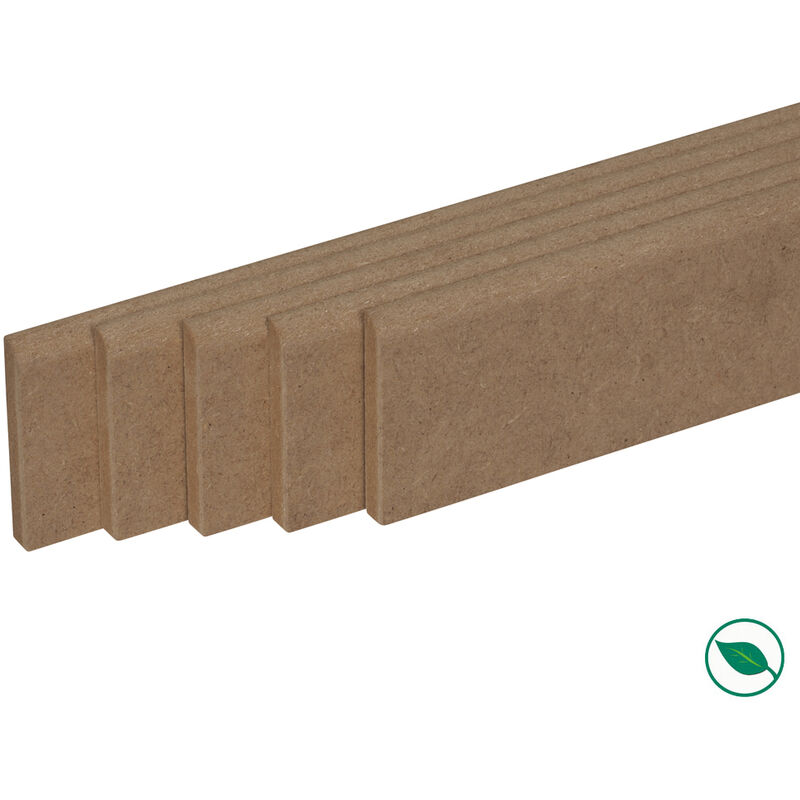 Forestea - Pack de 5 plinthes bord arrondi mdf brut 2200 x 50 x 13 mm pefc 70%