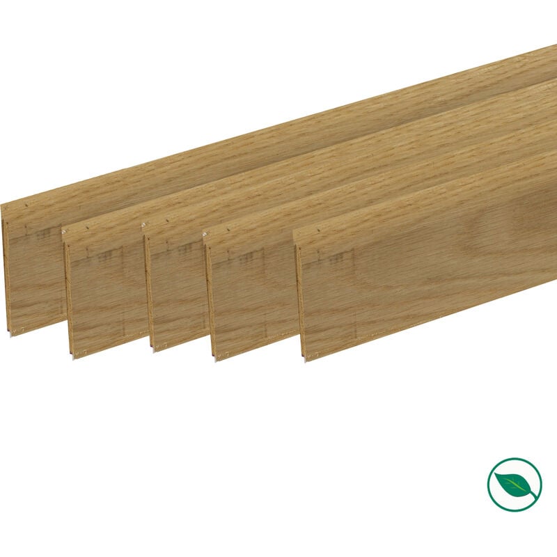 Pack de 5 plinthes bord arrondi mdf Revêtues chêne clair 2200 x 68 x 10 mm pefc 70%