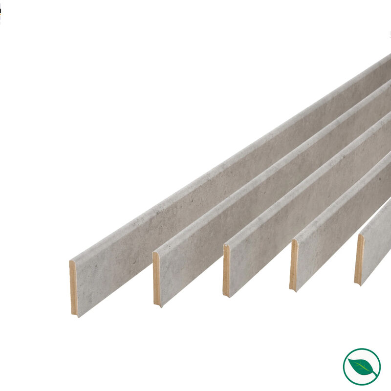 Pack de 5 plinthes bord arrondi mdf Revêtues gris G5 2200 x 68 x 9 mm pefc 70%