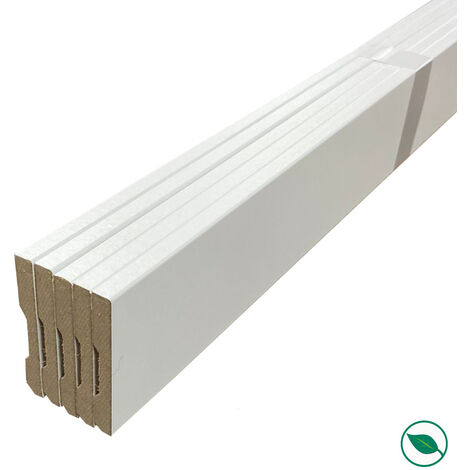 Pack de 5 plinthes bord carré MDF revêtues blanc 2200 x 68 x 9 mm PEFC 70%