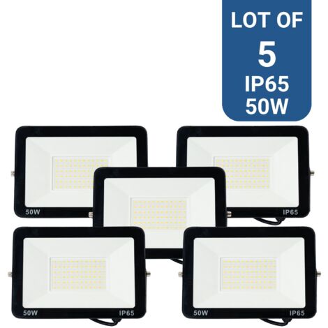 Pack de 5 projecteurs LED extérieur 50W - 95lm/W - IP65 - Blanc Chaud
