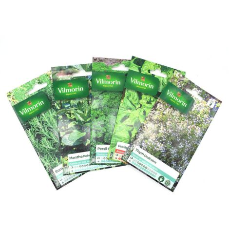Pack de 5 sachets graines aromatiques - Thym - Oseille - Persil - Menthe - Romarin