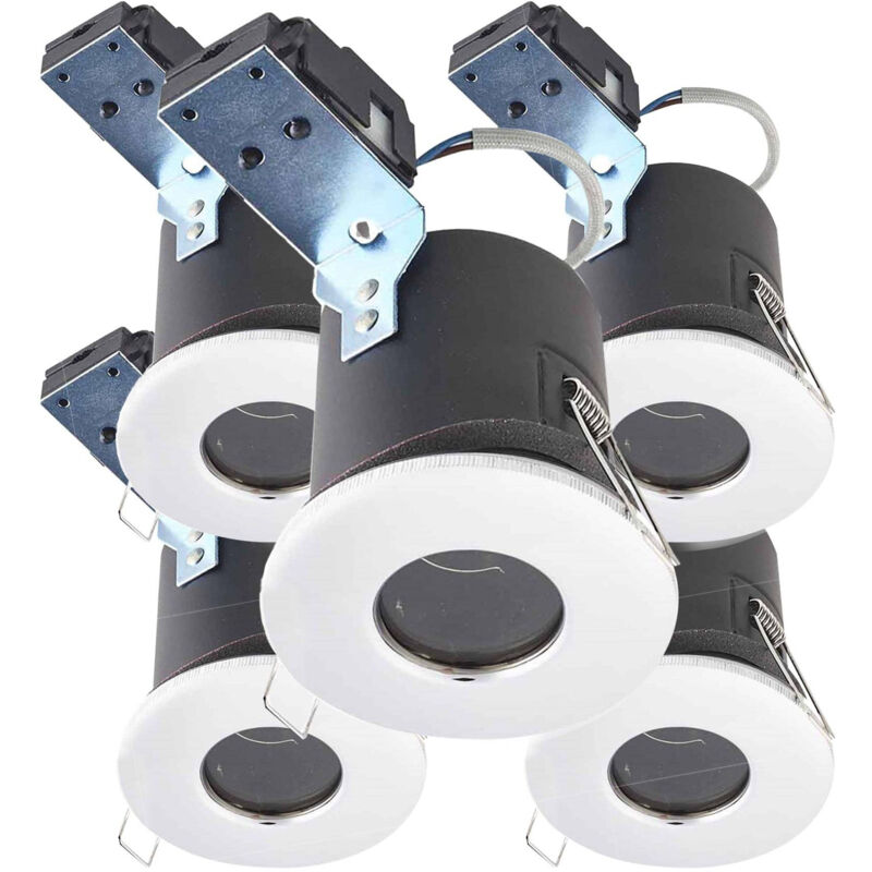 Pack de 5 Supports Spots Encastrable Faux Plafond GU5.3 MR16 DC12V Chrome Rond Étanche IP65 - perçage 68mm