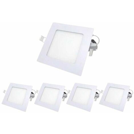 Pack de  5 - Spot LED Extra Plat Downlight Carré 6W Blanc - Blanc Neutre  - SILUMEN