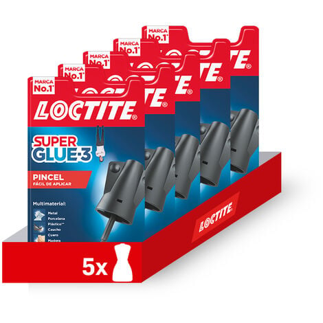 Loctite Super Glue-3 Pincel, pegamento transparente con pincel aplicador,  adhesivo universal de triple resistencia, con fuerza instantánea y de fácil