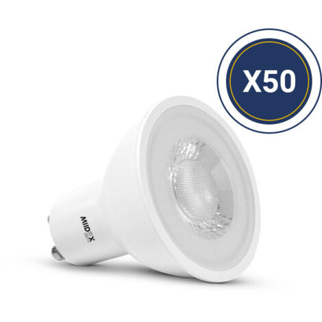 Pack de 50 Ampoules LED GU10 7W 38° Miidex Lighting®  blanc-chaud-3000k - dimmable