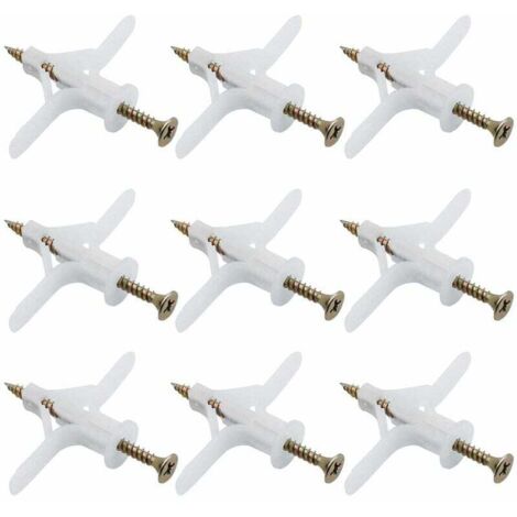 Pack de 50 chevilles pour plaque de plâtre – Plastique haute qualité – Résistance à la rouille – Fixation murs légers – 52,7 mm x 8 mm