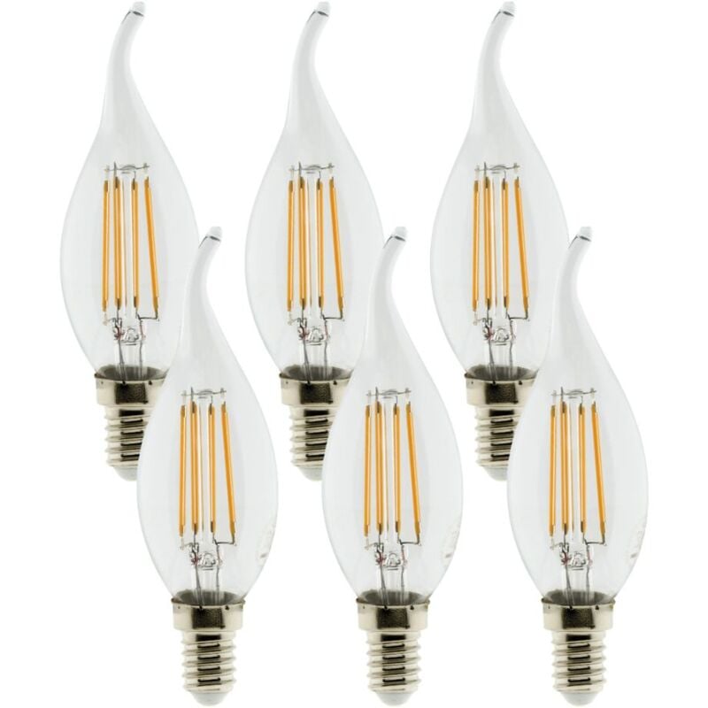 Pack de 6 ampoules led Déco filament 3W E14 Coup de vent