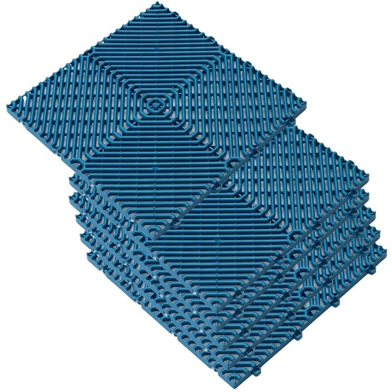 

Wellhome - Pack de 6 baldosas plásticas (1m²) para suelo (jardín, terraza, piscina, camping, balcón, exterior) Azul ROMBO, 39,5x39,5x1,7 cm