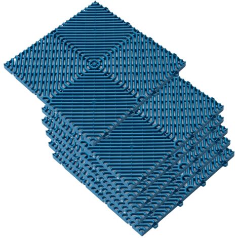 Pack de 6 baldosas plásticas (1m²) para suelo (jardín, terraza, piscina, camping, balcón, exterior) Azul ROMBO, 39,5x39,5x1,7 cm (38,5x38,5 Neto) 1m²: