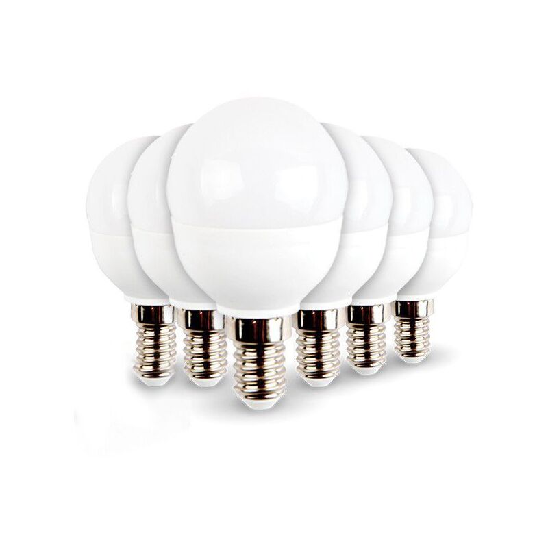 

Lote de 6 bombillas LED E14 Mini Globe 5.5W 470 lúmenes | Temperatura de color: 4000K blanco neutro