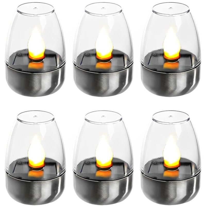 Pack de 6 Bougies LED Électriques Veilleuses Solaires Rechargeables Lumières Solaires Clignotantes pour Extérieur Résistant aux Intempéries Jardin