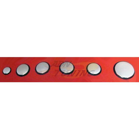 Pack de 6 cache-trous en ABS chrome – Diamètres 13mm, 22mm, 32mm – Finition esthétique pour installations – Épaisseur 2mm – Caliber