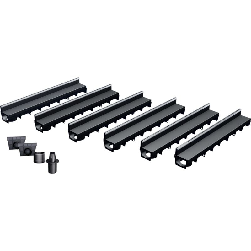 MEA - Pack de 6 caniveaux park avec grille à fente + e-blade b en Inox