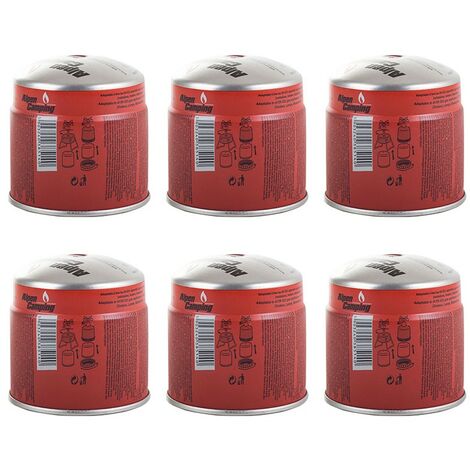 Pack de 6 Cartouches de gaz 190g Perçable Butane Propane Avec Sécurité stop-gaz ALPENTECH
