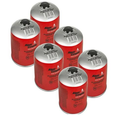 Pack de 6 Cartouches gaz Butane/Propane MIX 500gr ALPEN Bouteille de gaz camping Réchauds Barbecues Appareils à gaz