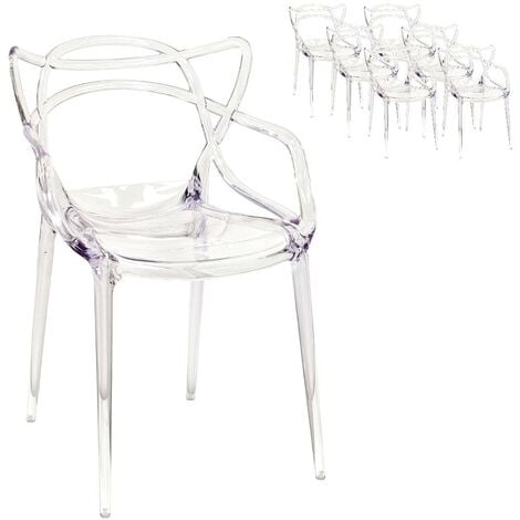 COMPRALO NEW Pack de 6, Chaise Transparente Empilable en Polycarbonate