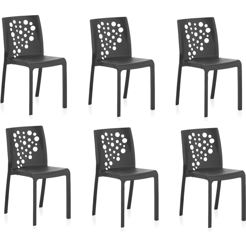 Pack de 6 chaises Cocktail Anthracites - Anthracite