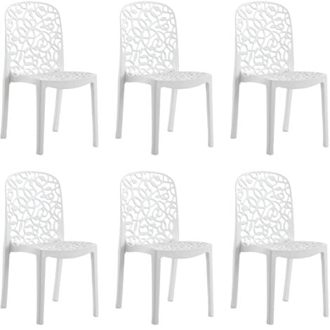 Pack de 6 chaises Flora Blanches - Blanc