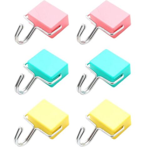 Pack De 6 Crochets Magnétiques, Crochets Carrés Simples Et Créatifs, Crochets Magnétiques Pour Réfrigérateurs De Cuisine, Crochets Magnétiques Sans Poinçonnage