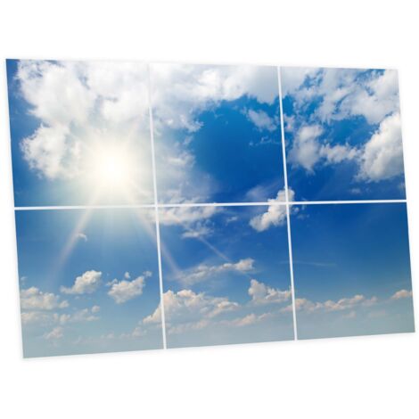 Pack de 6 Dalles LED Imprimées 60x60 cm - Motif Ciel Très Nuageux - Lumière Blanc Neutre 4000K - Panneaux Lumineux Plafond Bureau Salon Cuisine - Faciles à Installer
