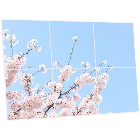 Pack de 6 Dalles LED Imprimées 60x60 cm - Motif Fleurs de Ciel - Lumière Blanc Neutre 4000K - Panneaux Lumineux Plafond Bureau Salon Cuisine - Faciles à Installer