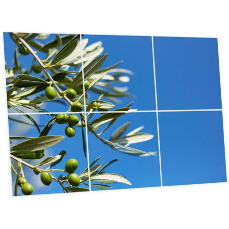 Pack de 6 Dalles LED Imprimées 60x60 cm - Motif Parfum d’Oliviers - Lumière Blanc Neutre 4000K - Panneaux Lumineux Plafond Bureau Salon Cuisine - Faciles à Installer