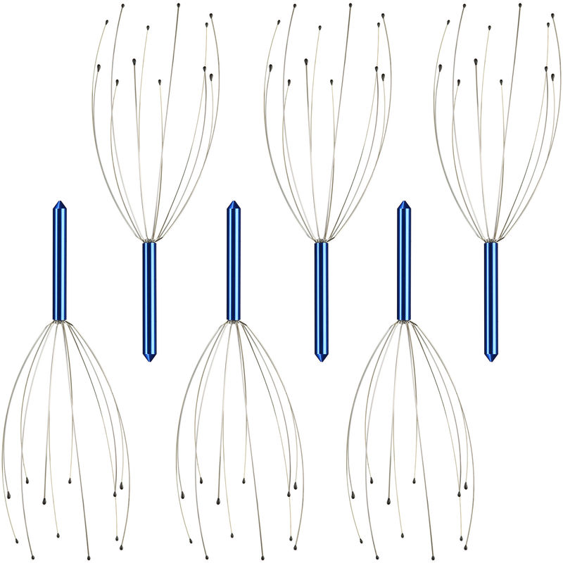 

Pack de 6 Masajeador cabeza araña, 12 patas con extremos de goma, Para masajes, Metal, Antiestrés, Azul