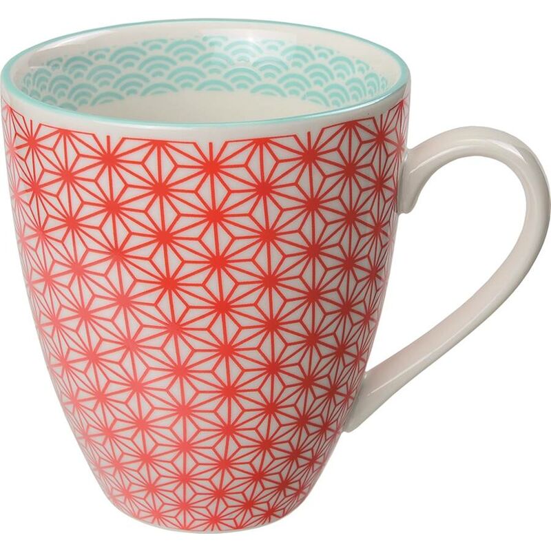 

Pack de 6 mugs de porcelana rojo y celeste