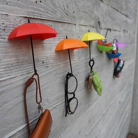 Pack de 6 Parapluies Vide Poche et Porte-Clés avec Fixation Murale