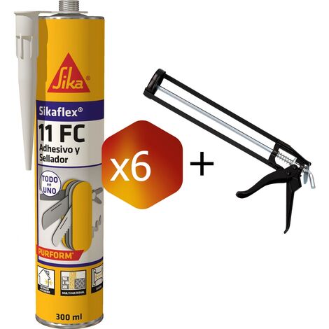 Pack de 6 SIKA Sikaflex-11FC Masilla elástica de poliuretano (Marrón) (∼300 ml.)
