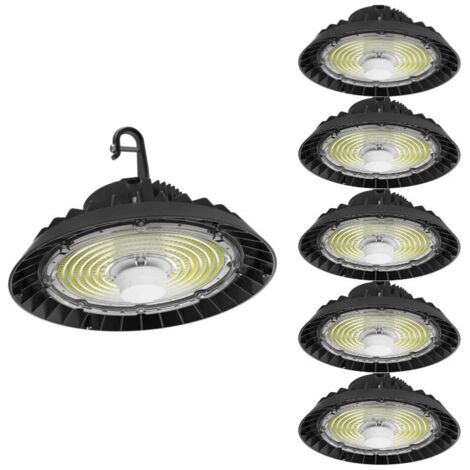 Pack de 6 - Suspension LED Industrielle UFO Dimmable 150W-200W-250W 187lm/W avec détecteur de mouvement - Garantie 5 ans - Blanc Froid 6000K - 8000K - SILAMP