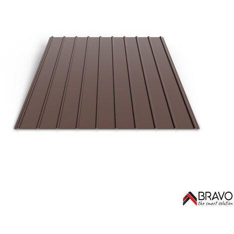 PACK de 6 tôles de couverture H12 Couleur brun chocolat brillant RAL 8017Dimensions 906 x 2000mm epaisseur 0,4mm