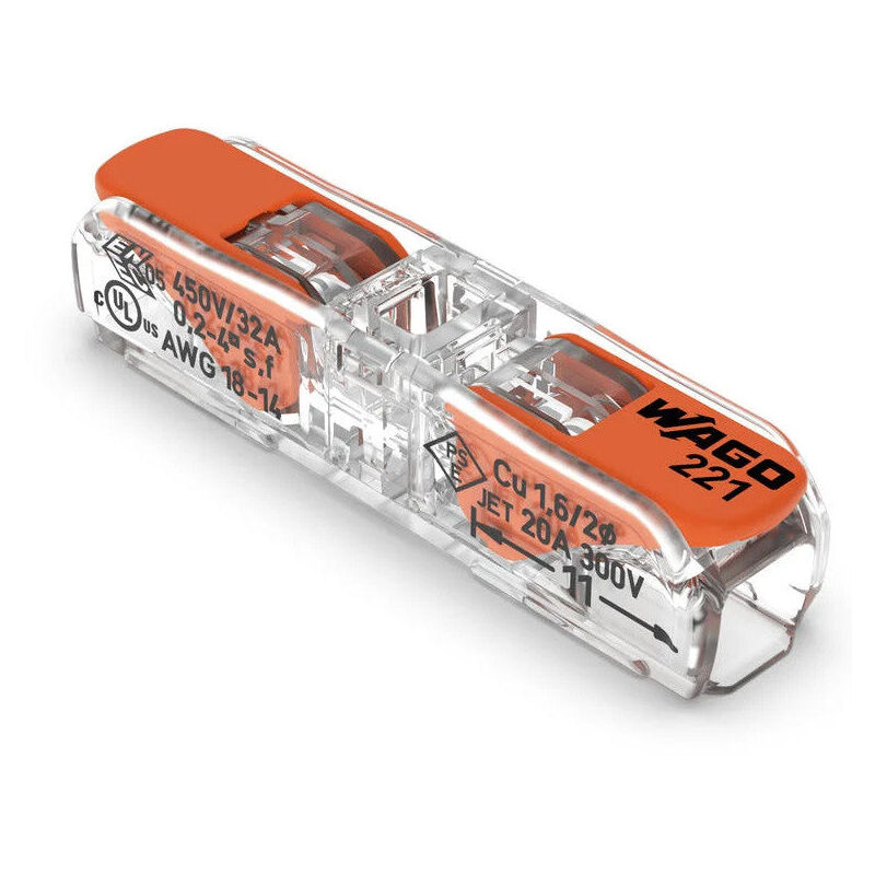 Wago - Pack de 60 Bornes à levier 221-2411 - 2 x 4 mm²