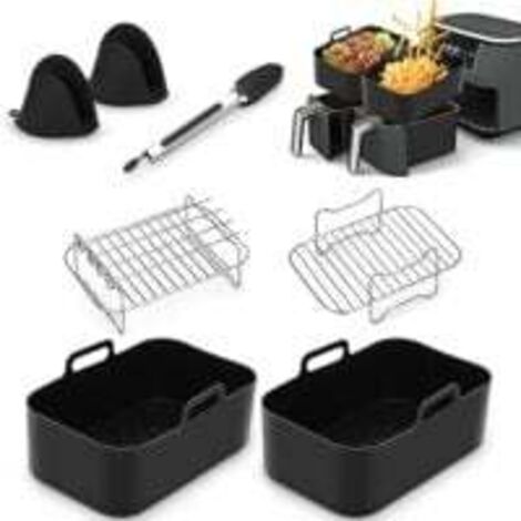 Pack de 7 accessoires pour friteuse à air Ninja AF400UK et AF451UK, doublure de friteuse à air en silicone, support de friteuse à air, gants en silicone, pinces à four