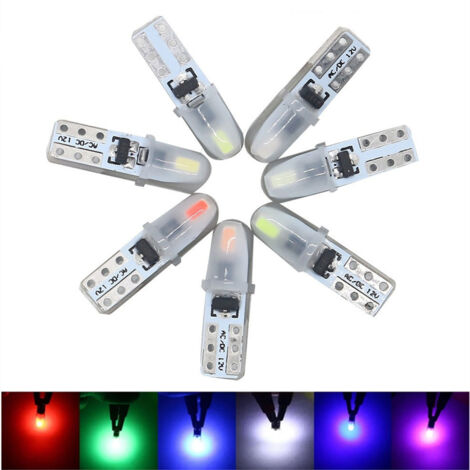 Pack de 7 Ampoules T5 LED 12V 1.4W 3014 - Éclairage Tableau de Bord Voiture - Blanc/Bleu/Rouge/Vert/Jaune/Rose-violet/Bleu glacé