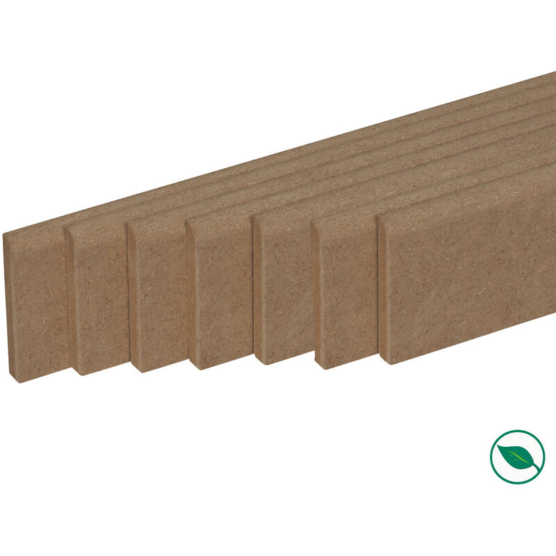 Forestea - Pack de 7 plinthes bord arrondi mdf brut 2200 x 120 x 12 mm pefc 70%