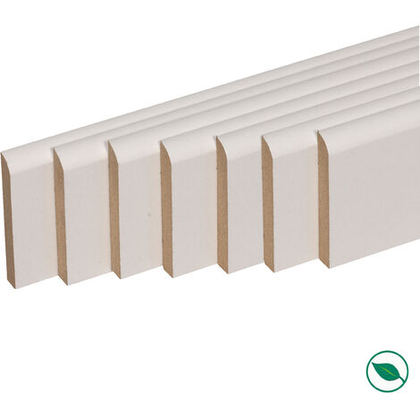 Pack de 7 plinthes bord arrondi MDF revêtues blanc 2200 x 120 x 12 mm PEFC 70%