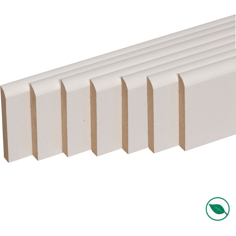 Pack de 7 plinthes bord arrondi mdf revêtues blanc 2200 x 120 x 12 mm pefc 70%